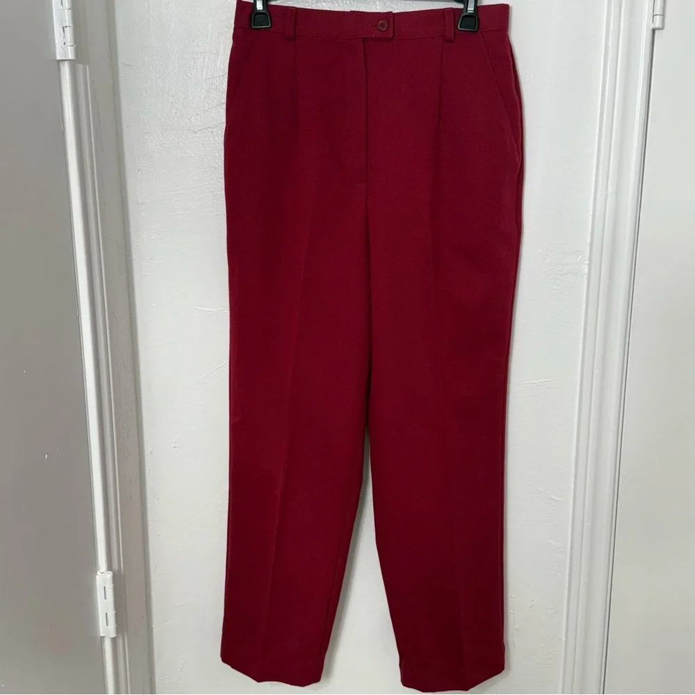 Napa‎ Studio Women's Lined Straight Leg Pants, Side Pockets, Maroon, Size 10